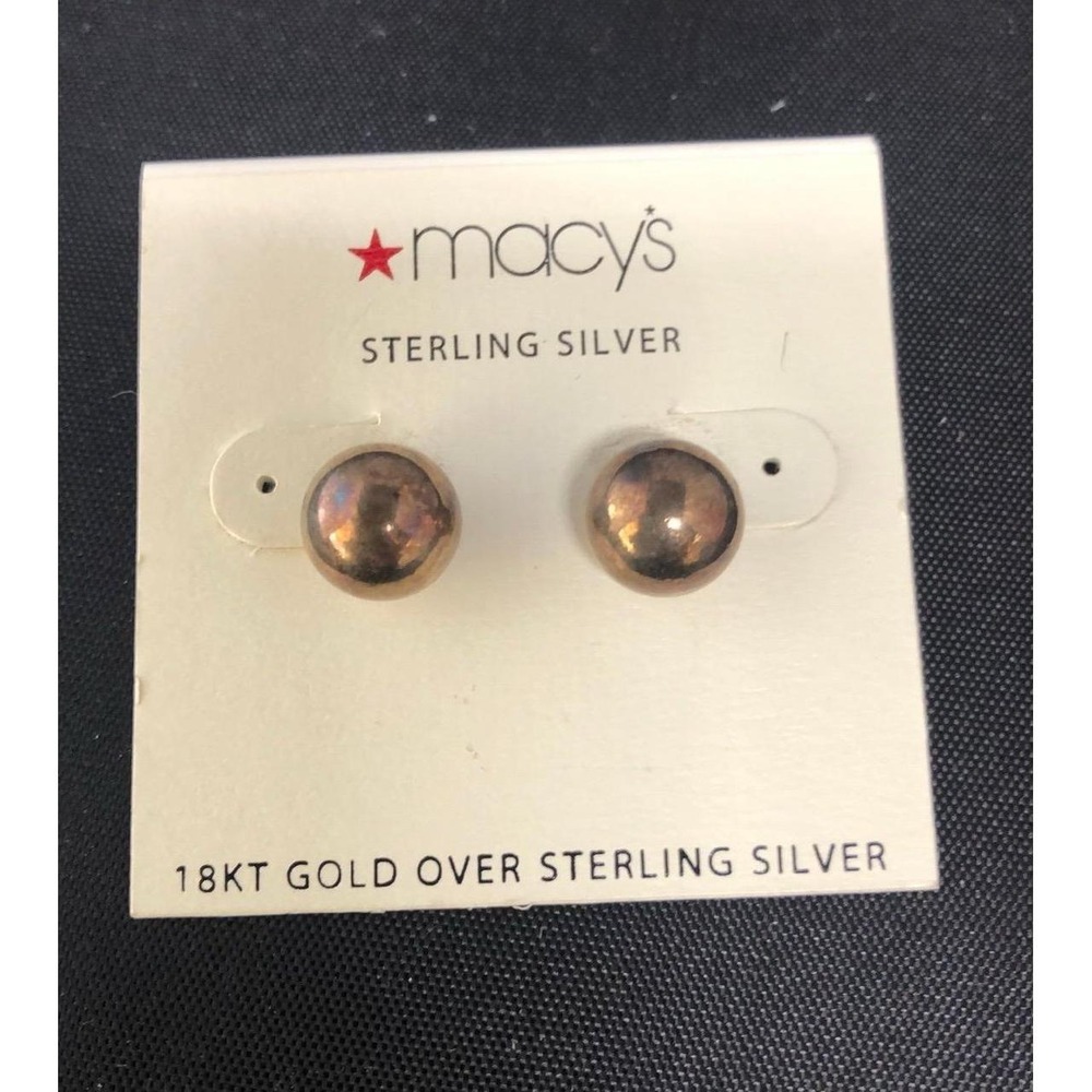 BRAND NEW! Macys Women's 18k Gold Over Sterling Silver Stud Earrings